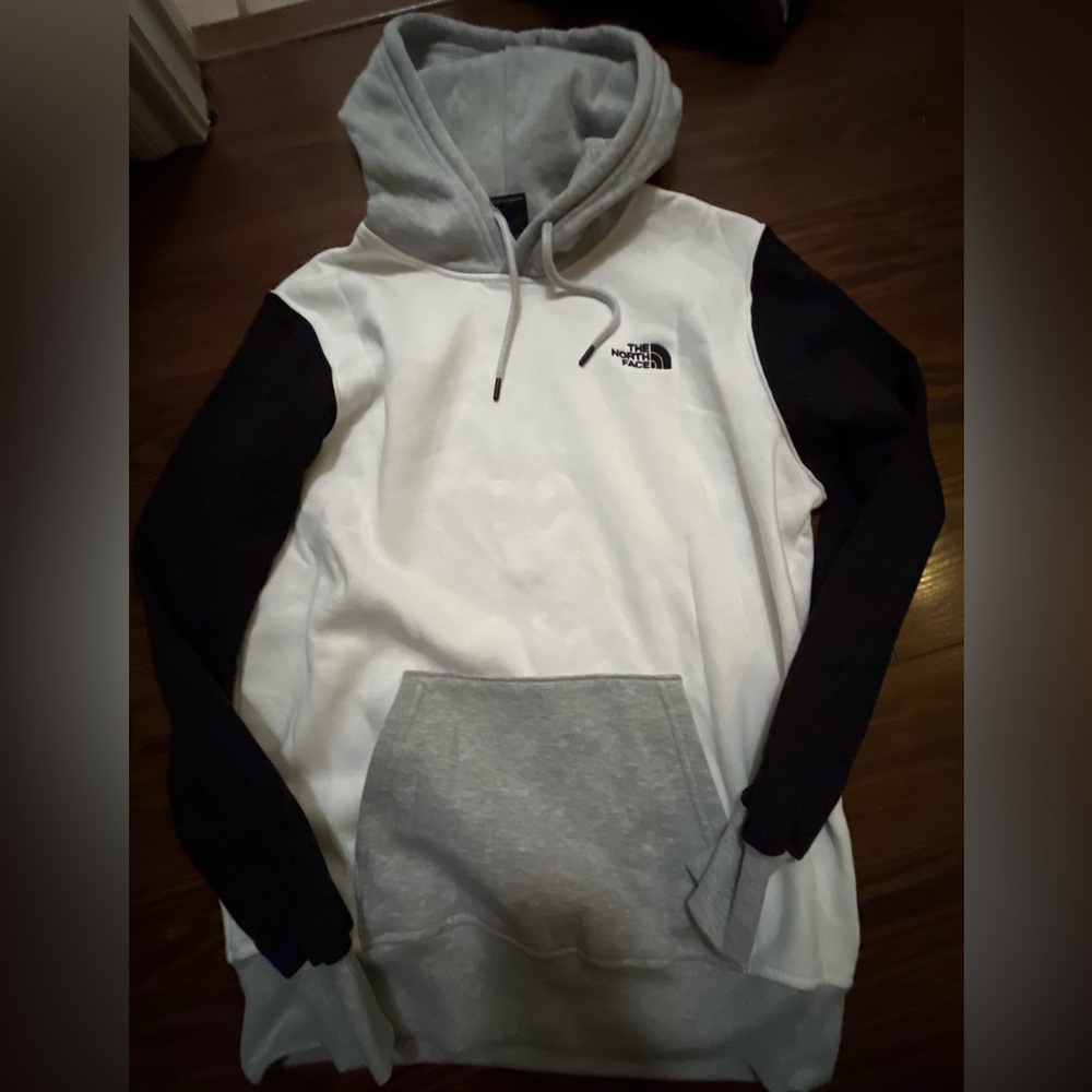 Womens the north face color block gray black white hoodie sweatshirt